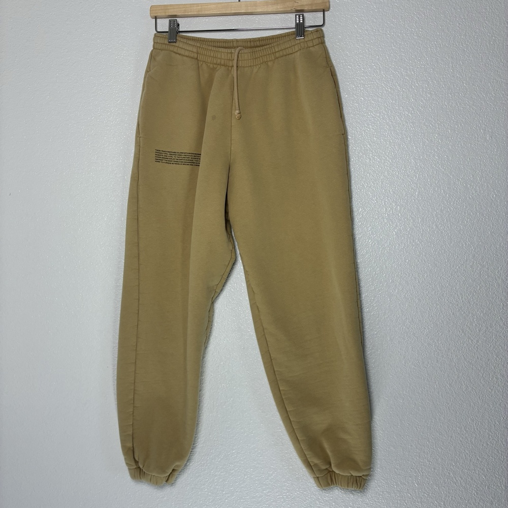 PANGAIA Track Pants Womens Small Beige Organic Cotton Fleece Jogger Sweatpants